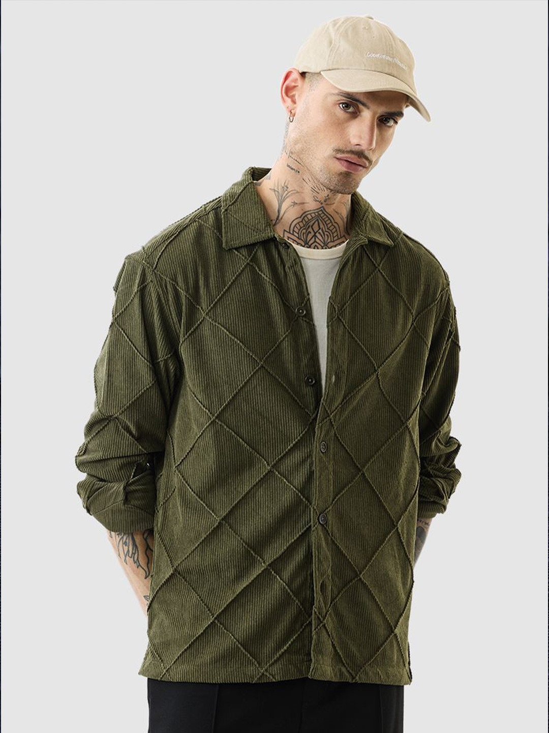 Snitch Olive Quilted Overshirt