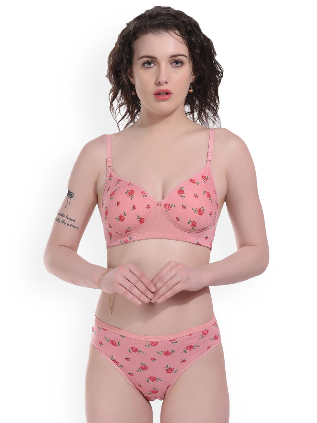 UNITRUST Printed Non-Wired Lightly Padded lingerie Set Anjaly-Pink-30B