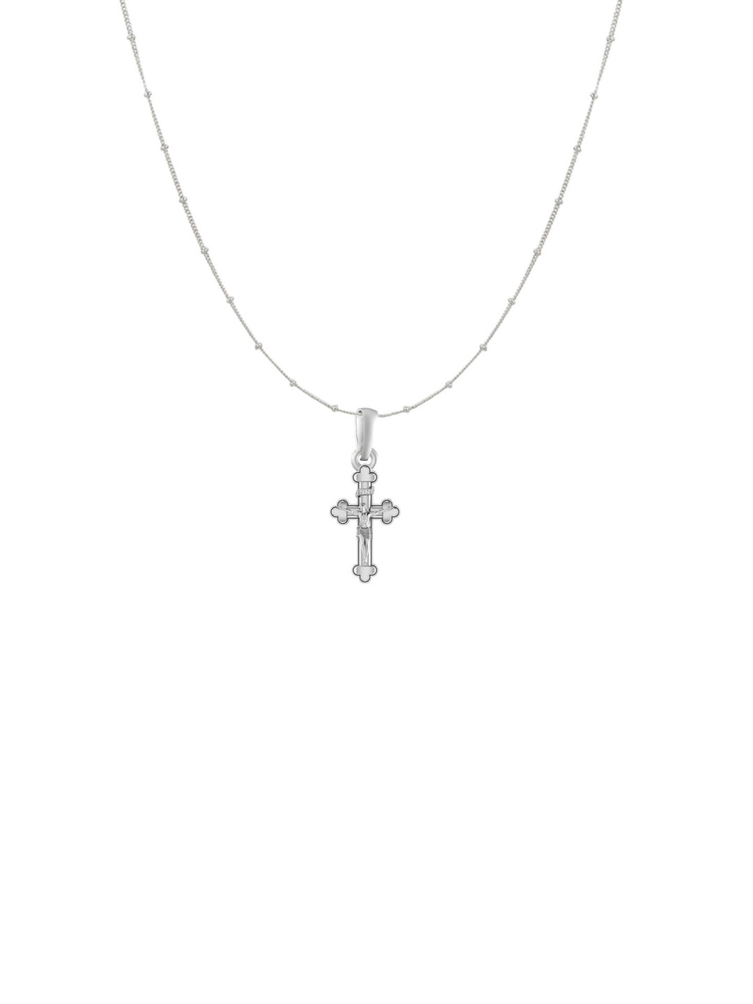 Metronaut 92.5 Sterling Silver Jesus Cross Pendant With Ball Chain