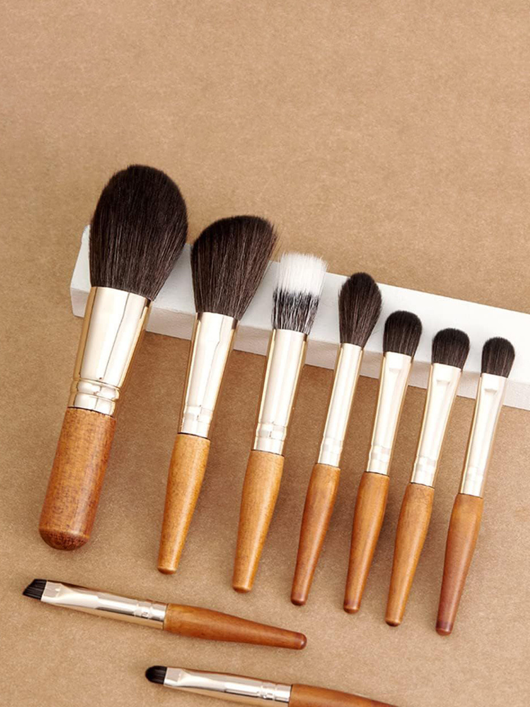 KAZARMAA Set Of 9 Makeup Brush With Travel Bag Cover - Black