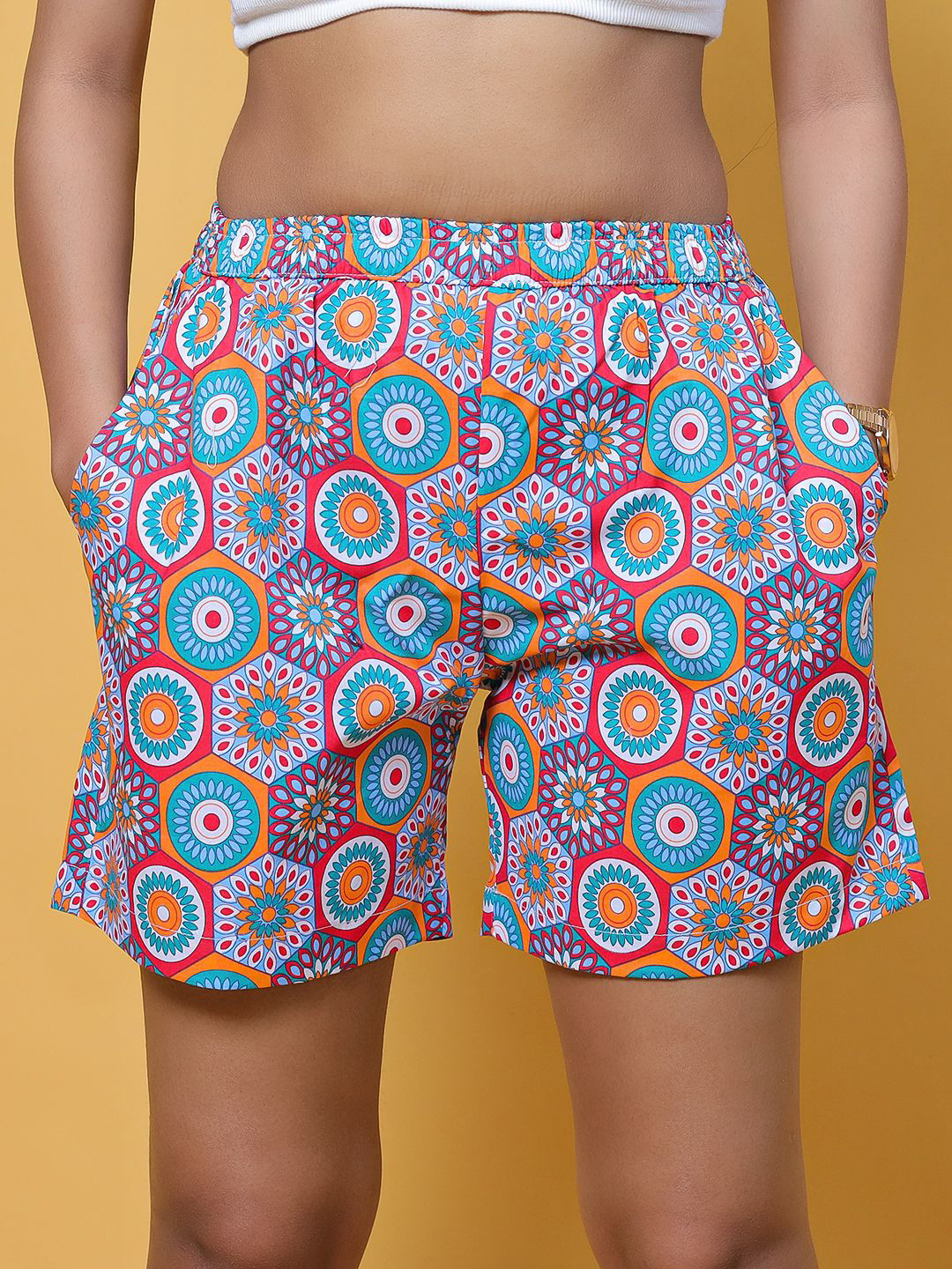 GAB Women Floral Printed High-Rise Shorts
