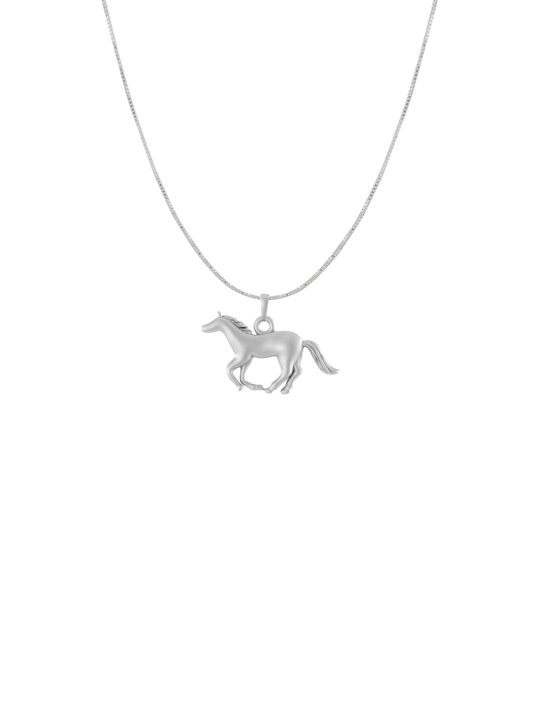 Metronaut 925 Sterling Silver Horse Pendant With Box Chain