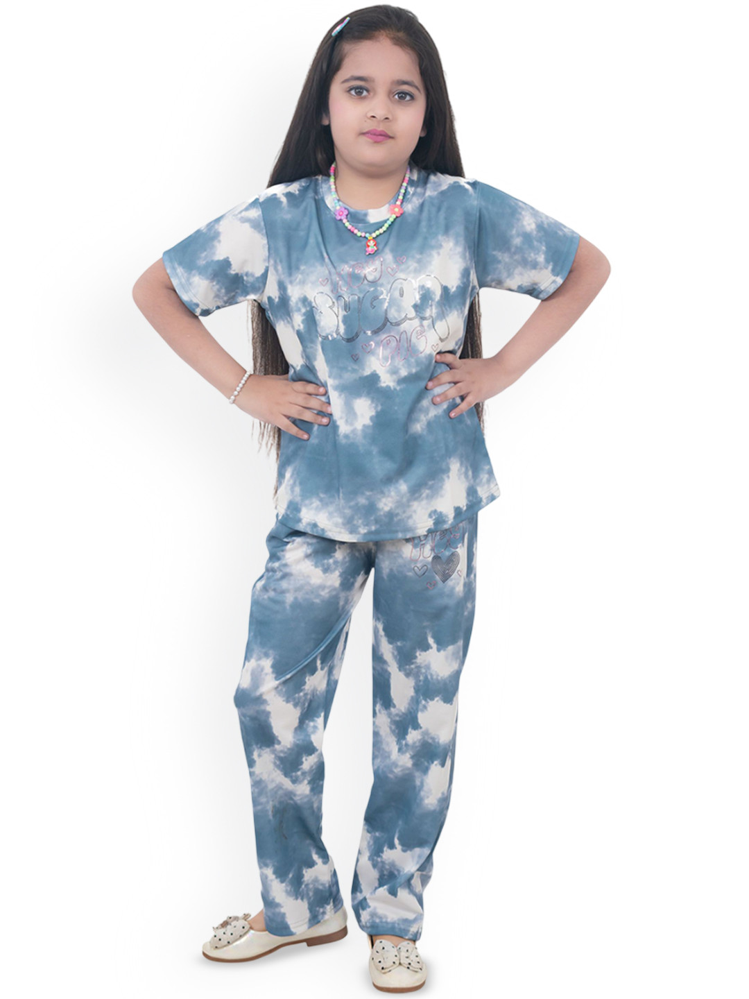 BUFFARO Girls Abstract Printed T-shirt With Trousers
