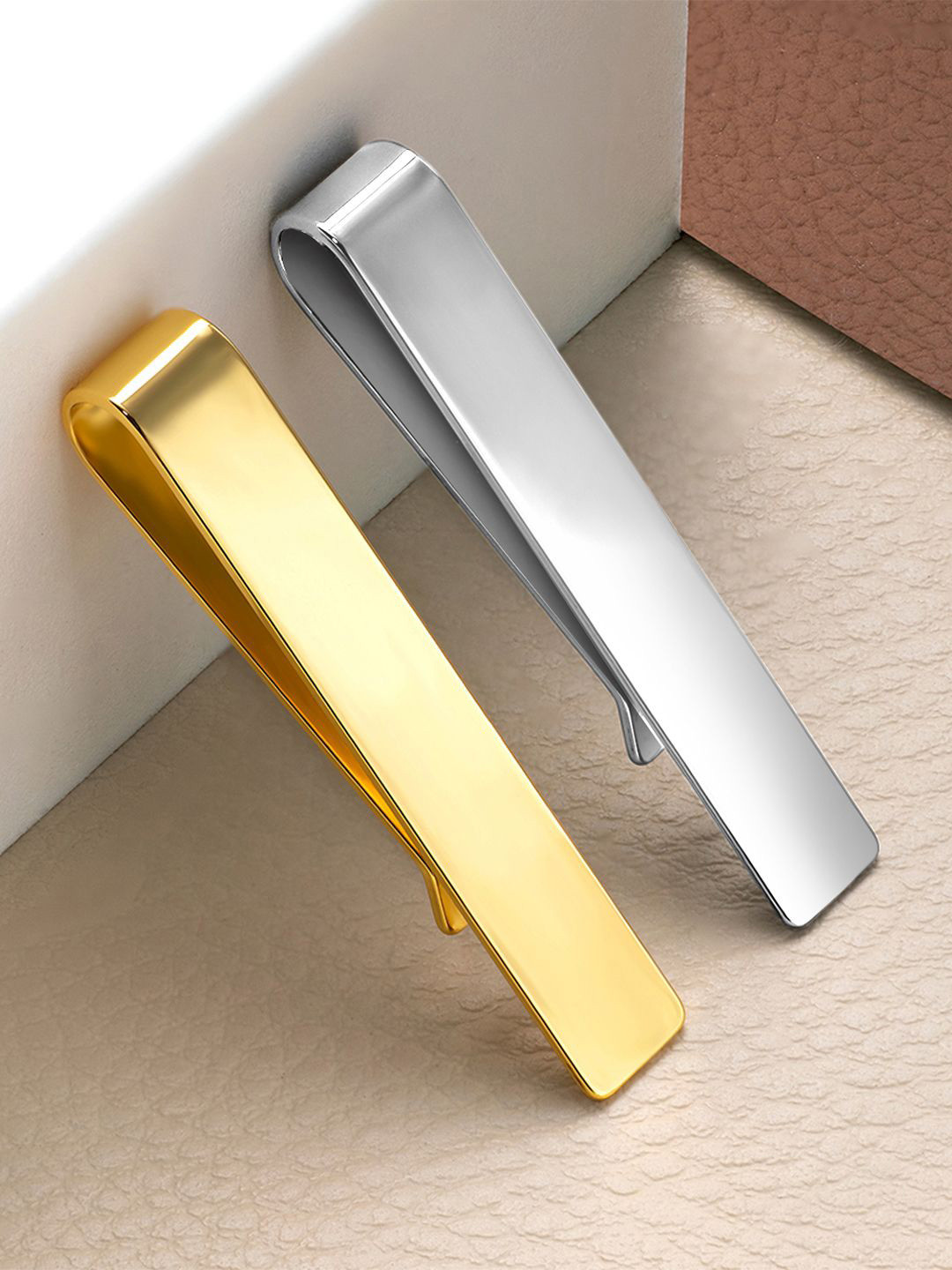 Peora Silver-Toned Plated Metal Tie Pin Brooch