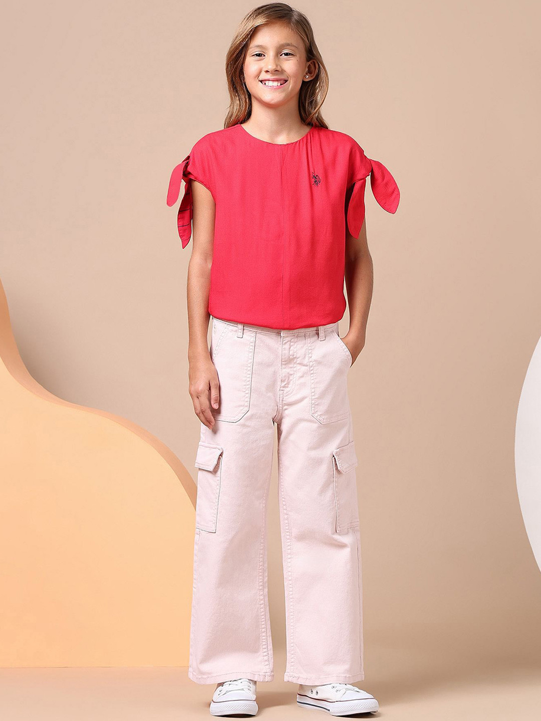 U.S. Polo Assn. Kids Girl Mid-Rise Wide Leg Clean Look Stretchable Jeans