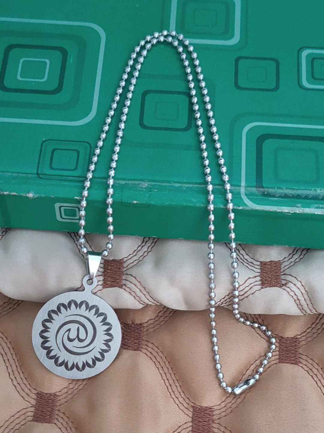 M Men Style Stainless Steel Silver Plated Contemporary Islamic Allah Muslim Pendant