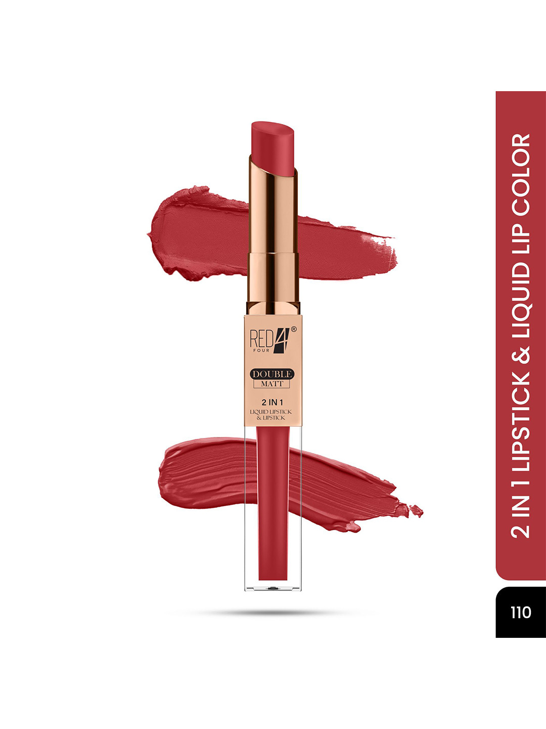 RED 4 Double Matt 2 In 1 Liquid Lipstick - 8 g Shade Number - 110