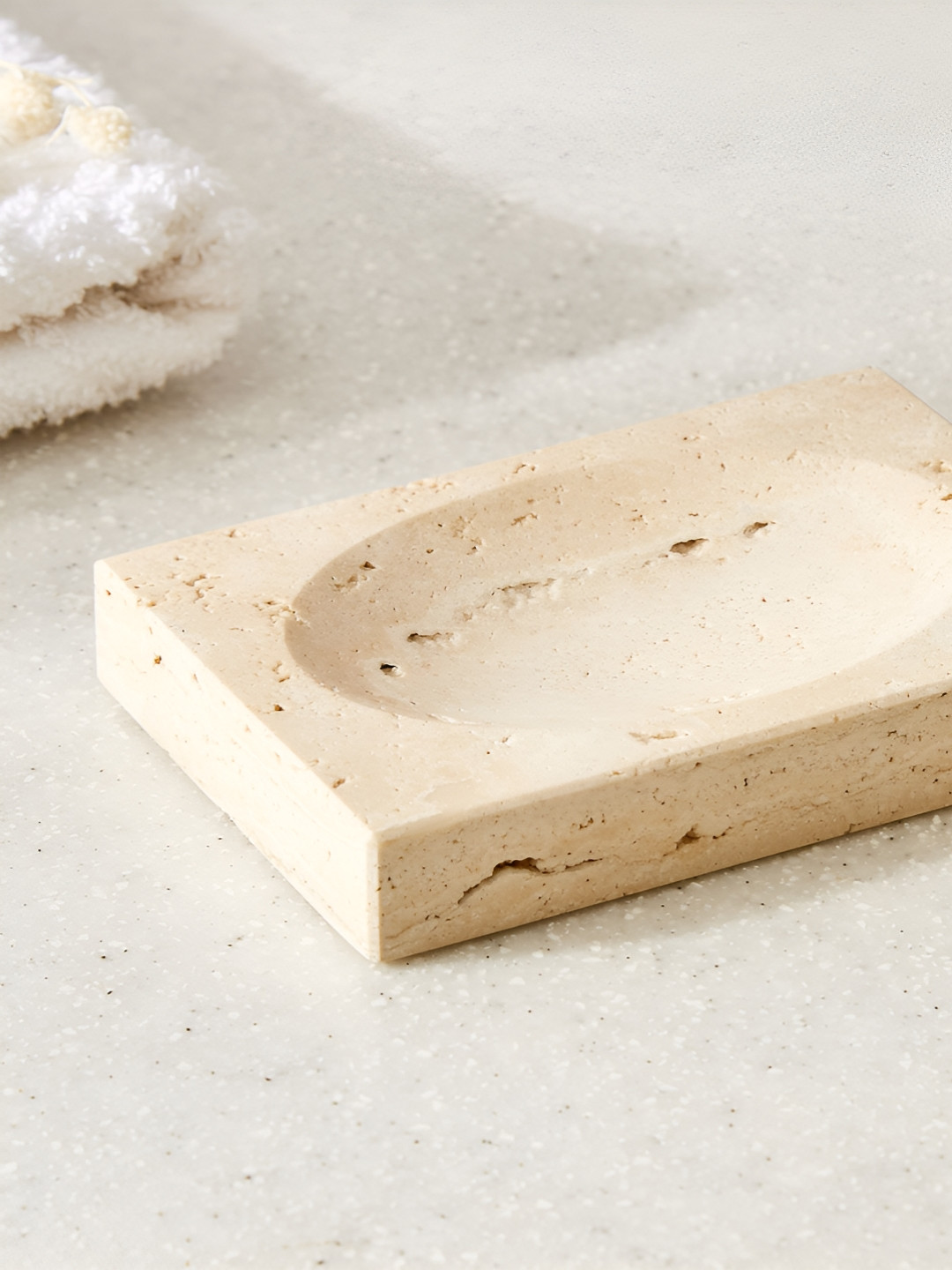 Home Centre Beige Marble Soap Dish