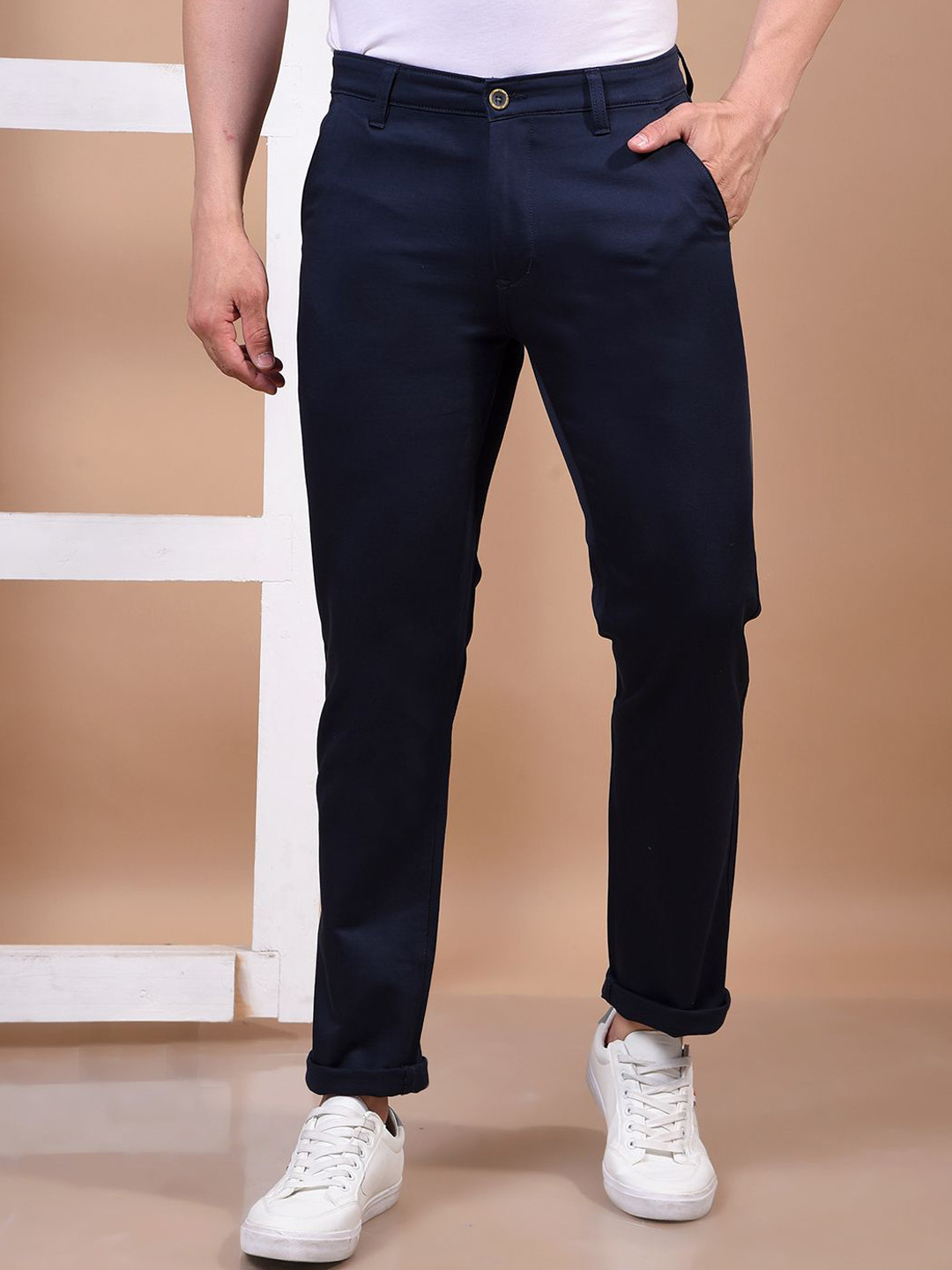 Canary London ss-25 Men Textured Smart Slim Fit Wrinkle Free Chinos Trousers