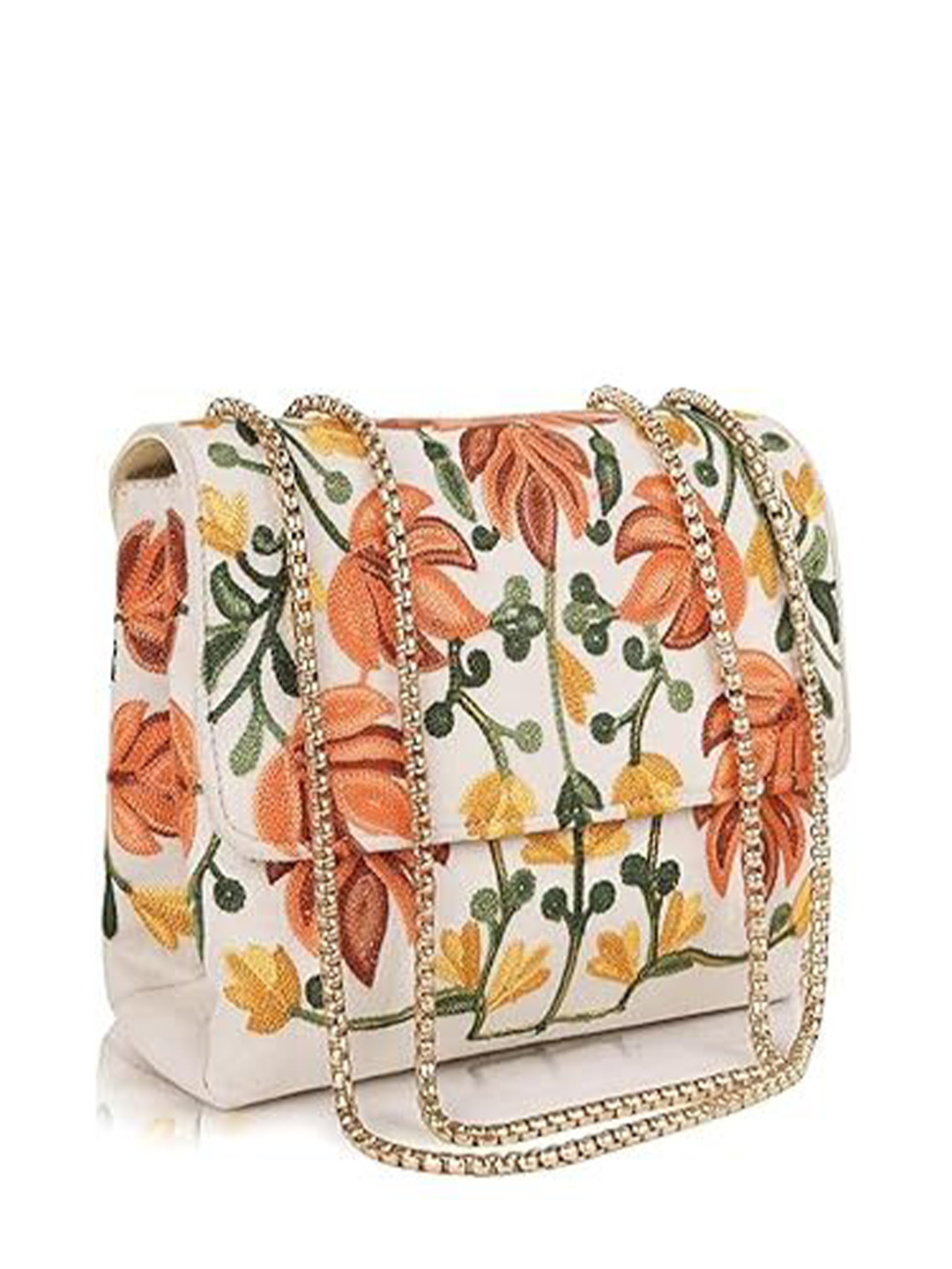 VELUCIA Floral Embroidered Structured Sling Bag