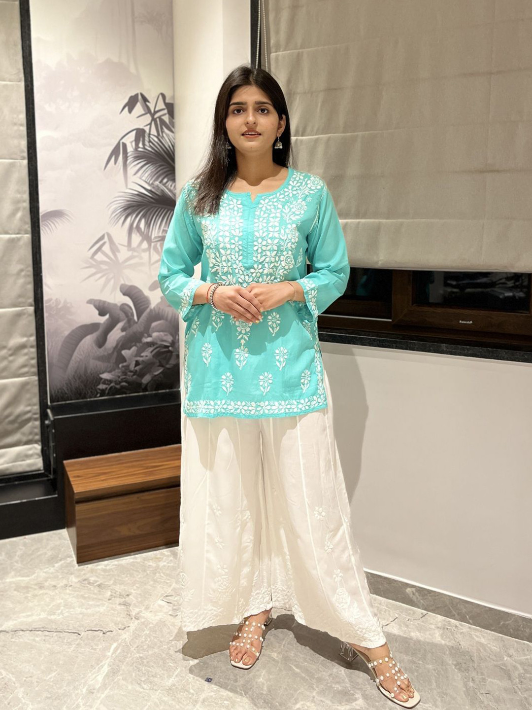 Everything In Chikankari Ethnic Motifs Embroidered Chikankari Modal Chikankari Kurti