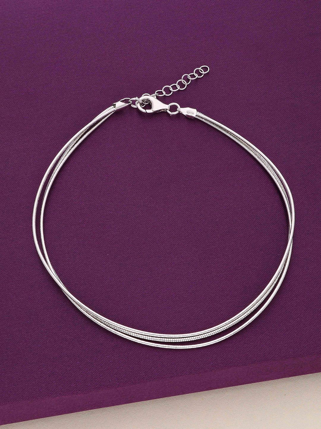 KAI JEWEL 925 Sterling Silver Rhodium-Plated Minimalistic Anklet