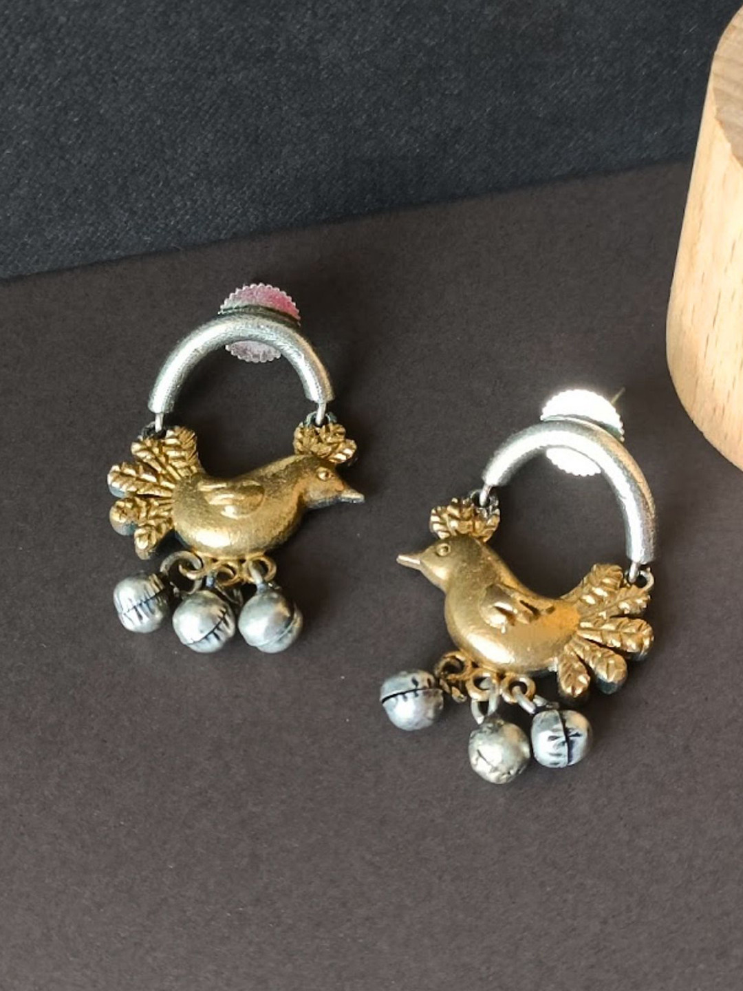 BLACKBOX Hanging Bird Design Oxidised Drop Earring