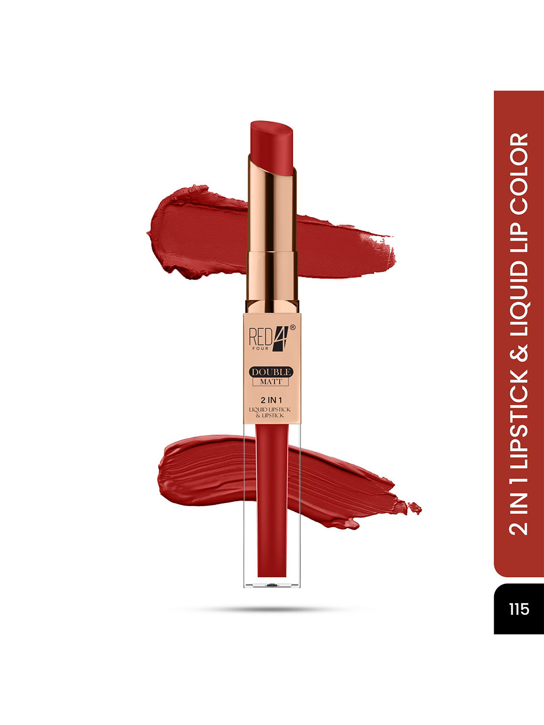 RED 4 2 In 1 Long Lasting Matte Liquid Lipstick - 8 g - Shade - 115