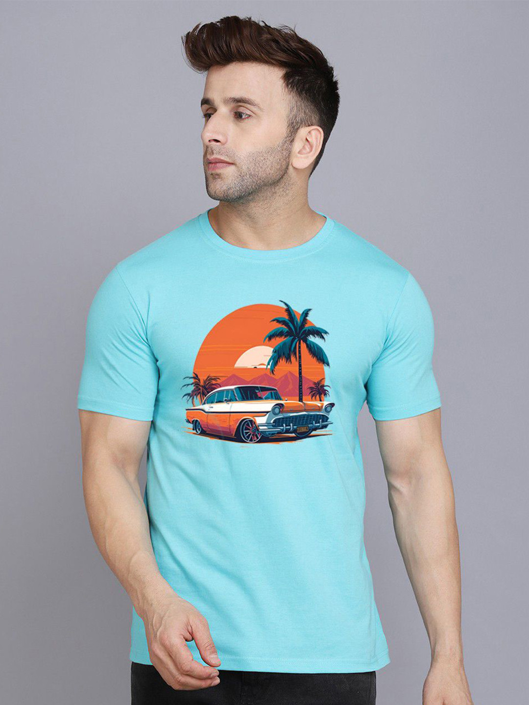 Jack Paris Relaxed Conversational Prined Round Neck Cotton Regular Fit T-Shirt
