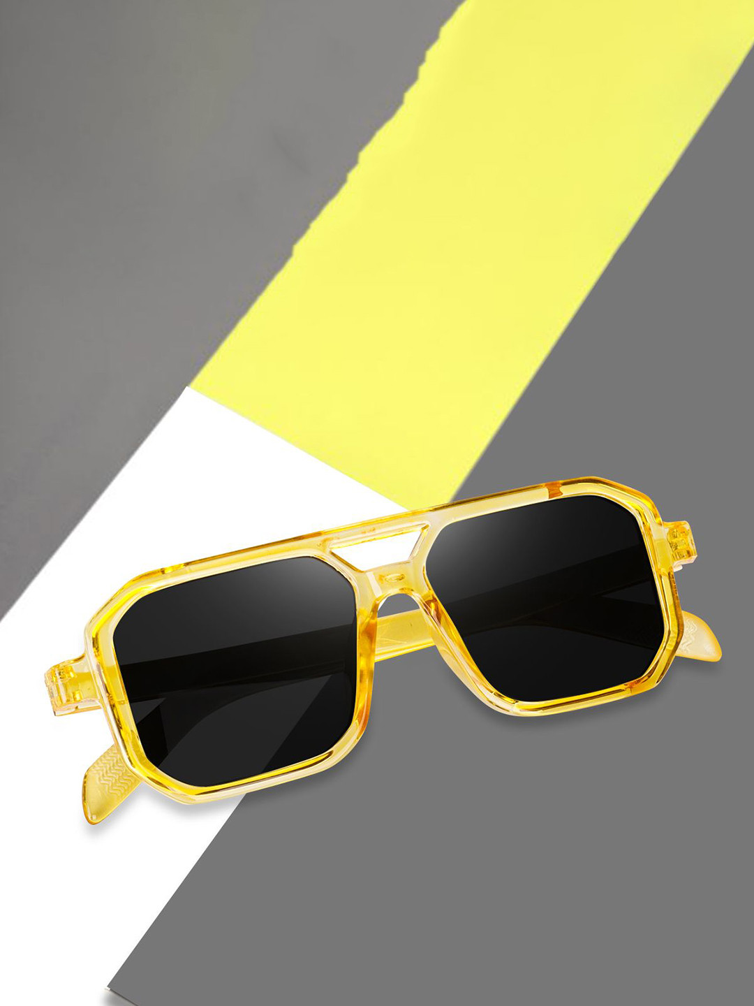 PIRASO Unisex Square Sunglasses with UV Protected Lens 260 GOLD BLACK