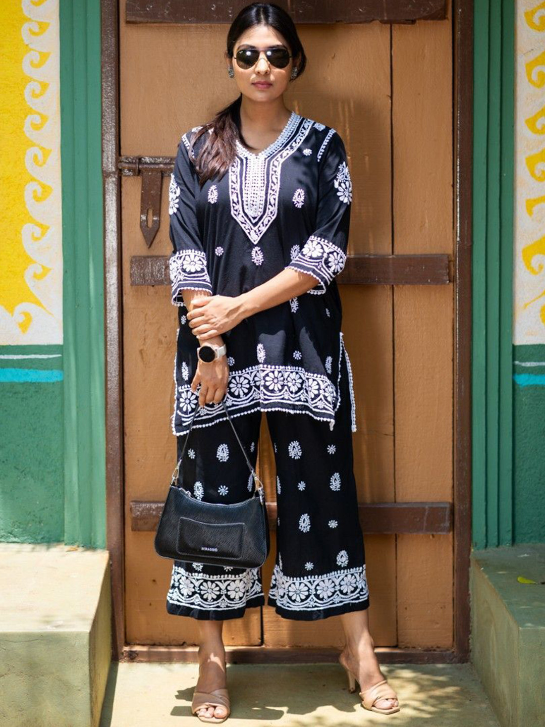 Club Loom Embroidered Pure Cotton Top With Trousers Co-Ords