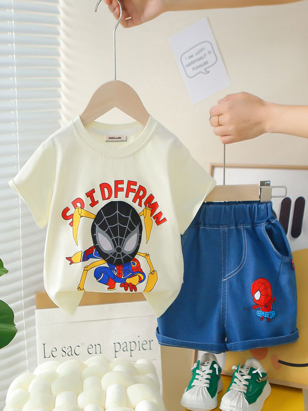 INCLUD Boys Spider-Man Printed Short Sleeves T-shirt With Shorts