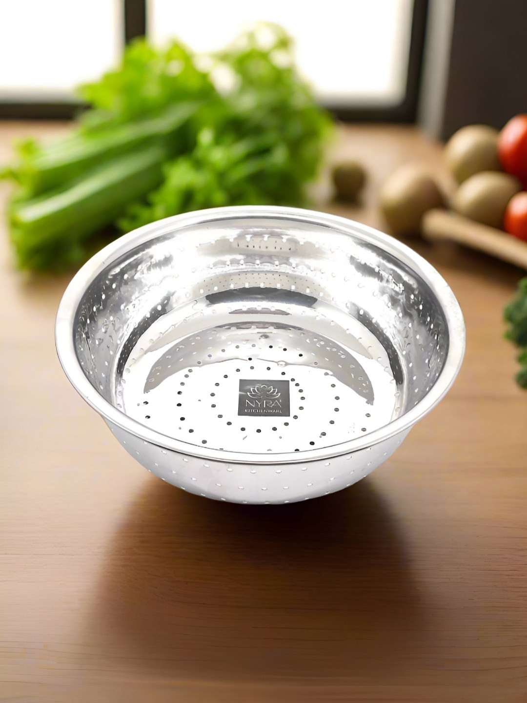 Nyra Kitchenware Steel Stainless Steel Colander Strainer