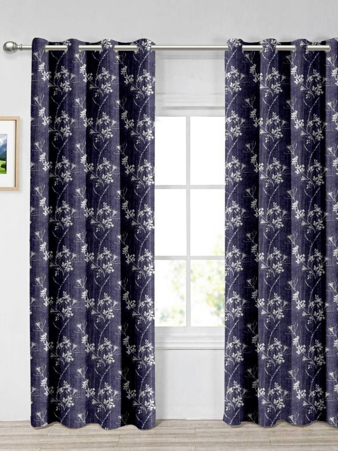 Aura Black & White 2 Pieces Light Blocking Door Curtains