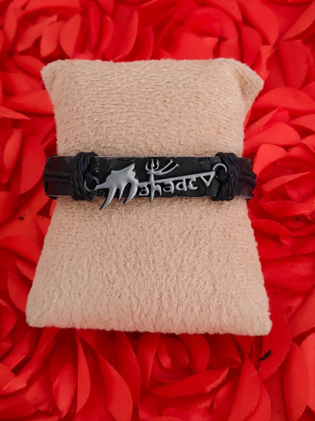 M Men Style Men Lord Shiva Mahadev Leather Wraparound Bracelet