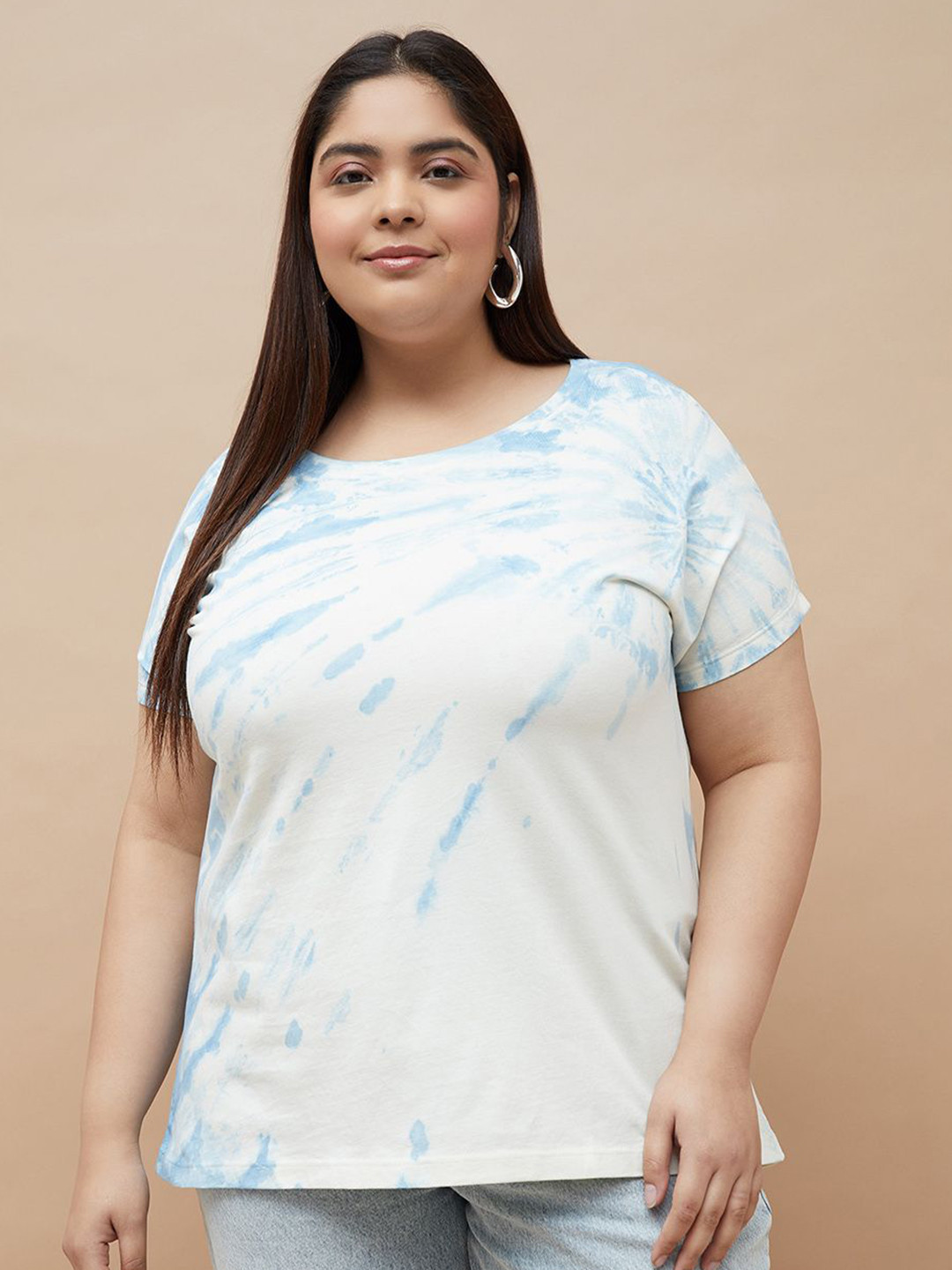 Nexus by Lifestyle Women Tie and Dye Plus Size Cotton Top