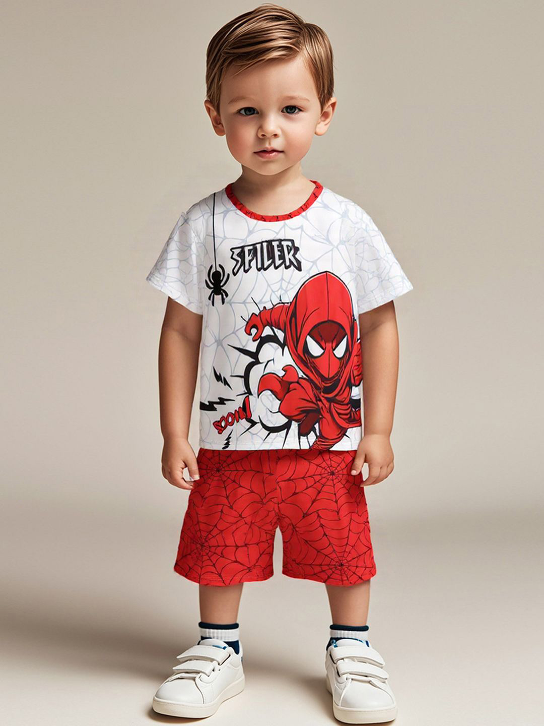 INCLUD Boys Spider-Man Printed Short Sleeves T-shirt With Shorts