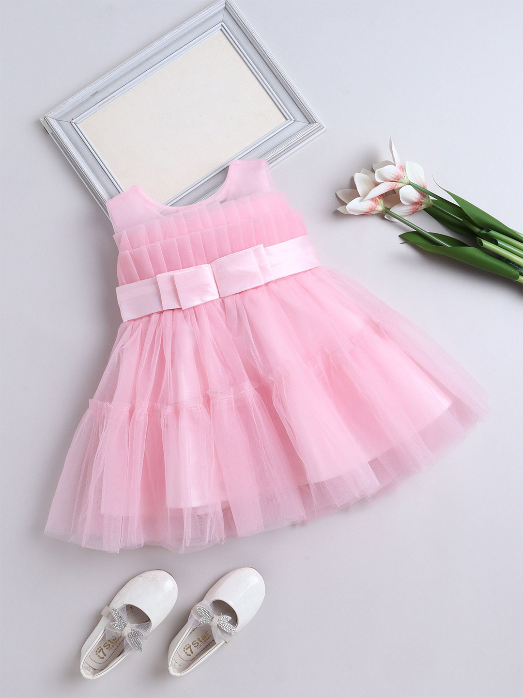 The Magic Wand Girls Round Neck Gown Knee Length Dress