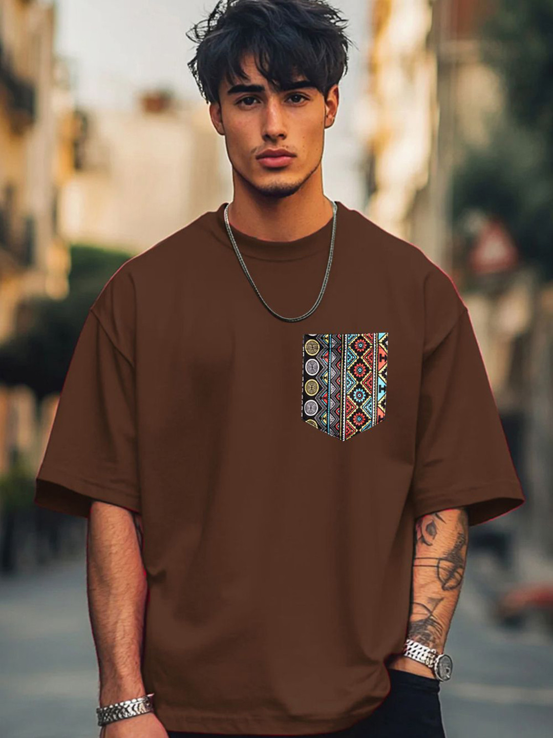 CLAFOUTIS Printed Drop-Shoulder Sleeves Cotton Oversized T-shirt