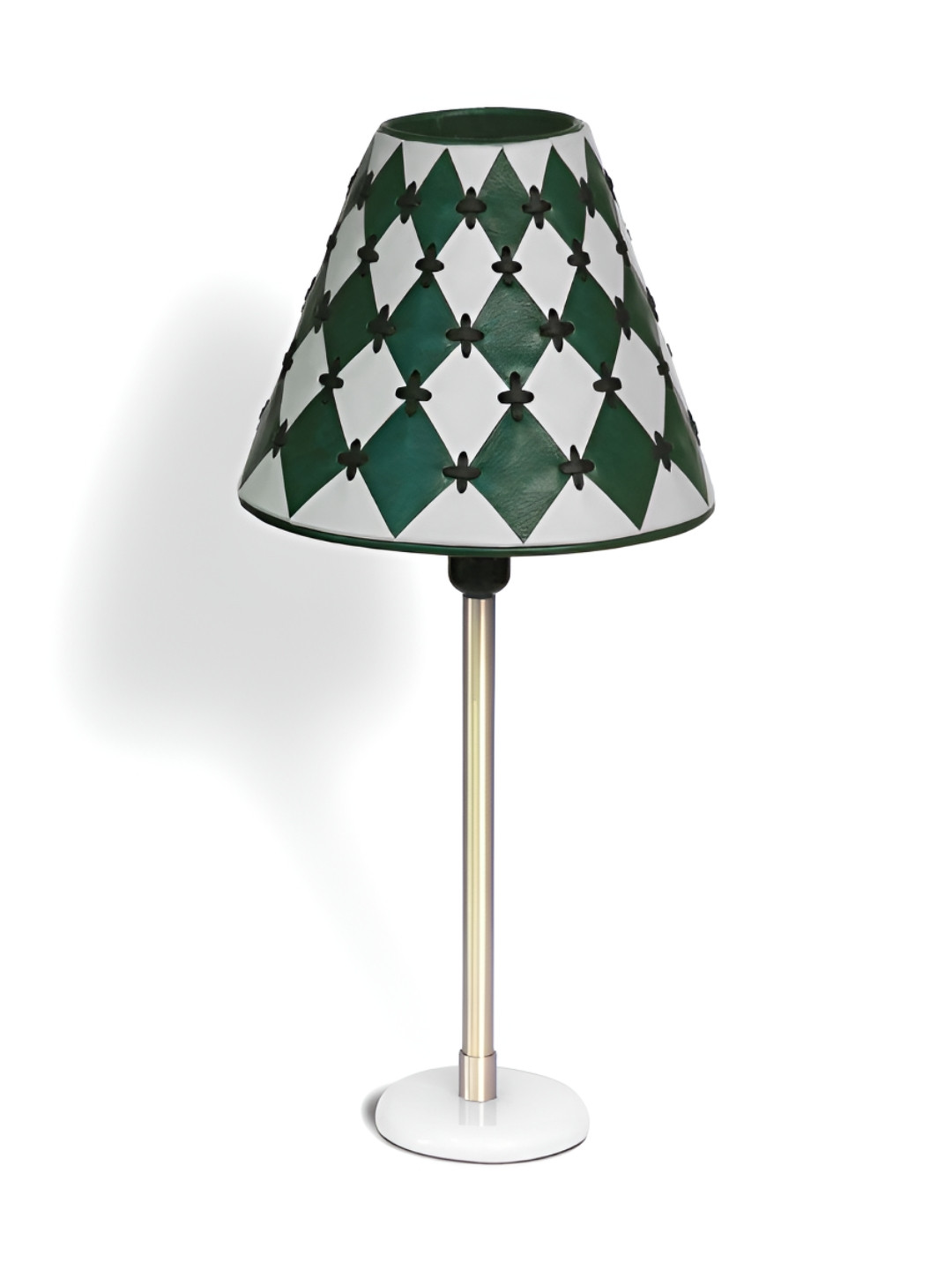 the mage home White & Green Printed Metal Frusturical Shaped Table Lamp