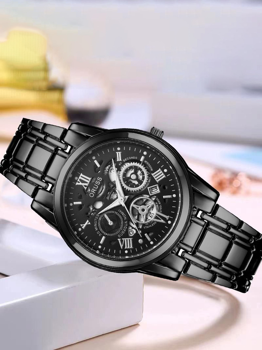 ORUSS Men Dial & Stainless Steel Straps Analogue Watch IHGIJBFDJBED