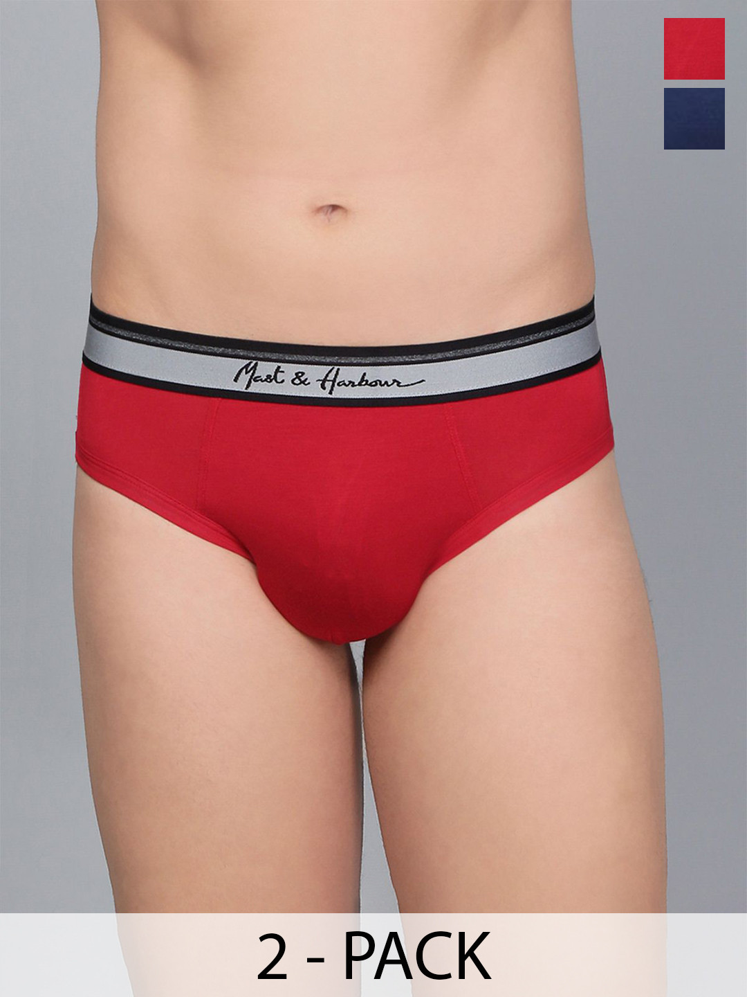 Mast & Harbour Men Pack Of 2 Basic Briefs MnH_002_BRF_RD_RBLU_2PC