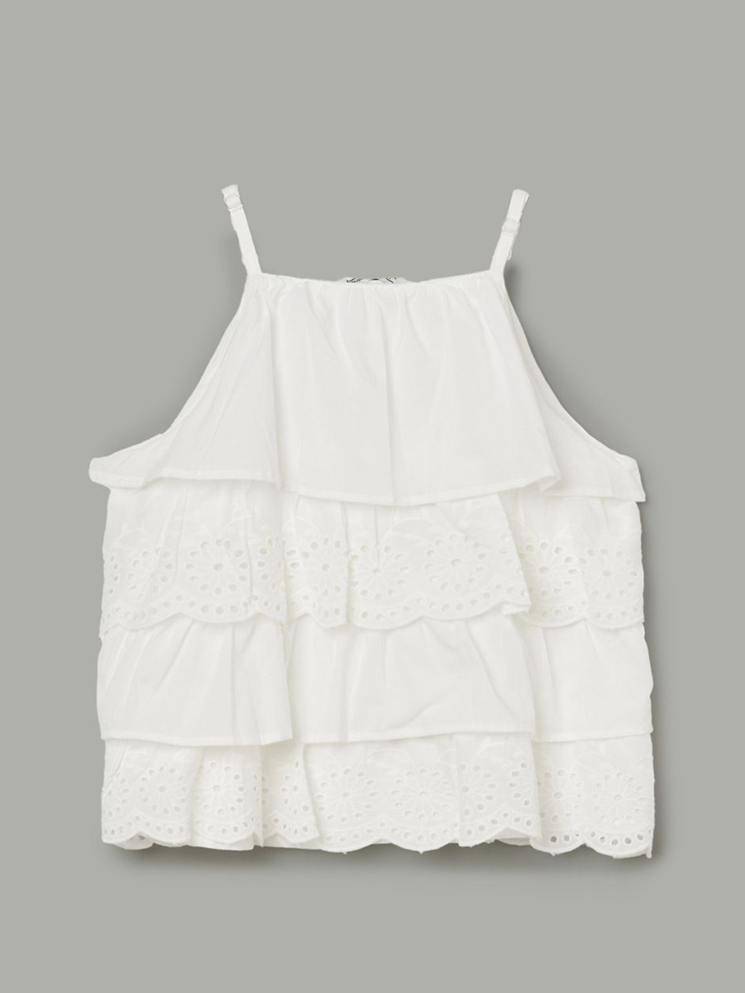 Fame Forever by Lifestyle Girl's Square Neck Layered Details Cotton Top