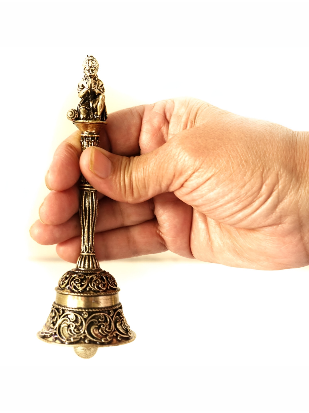 The Spiritual Living Yellow & Black Textured Brass Hanuman Bell