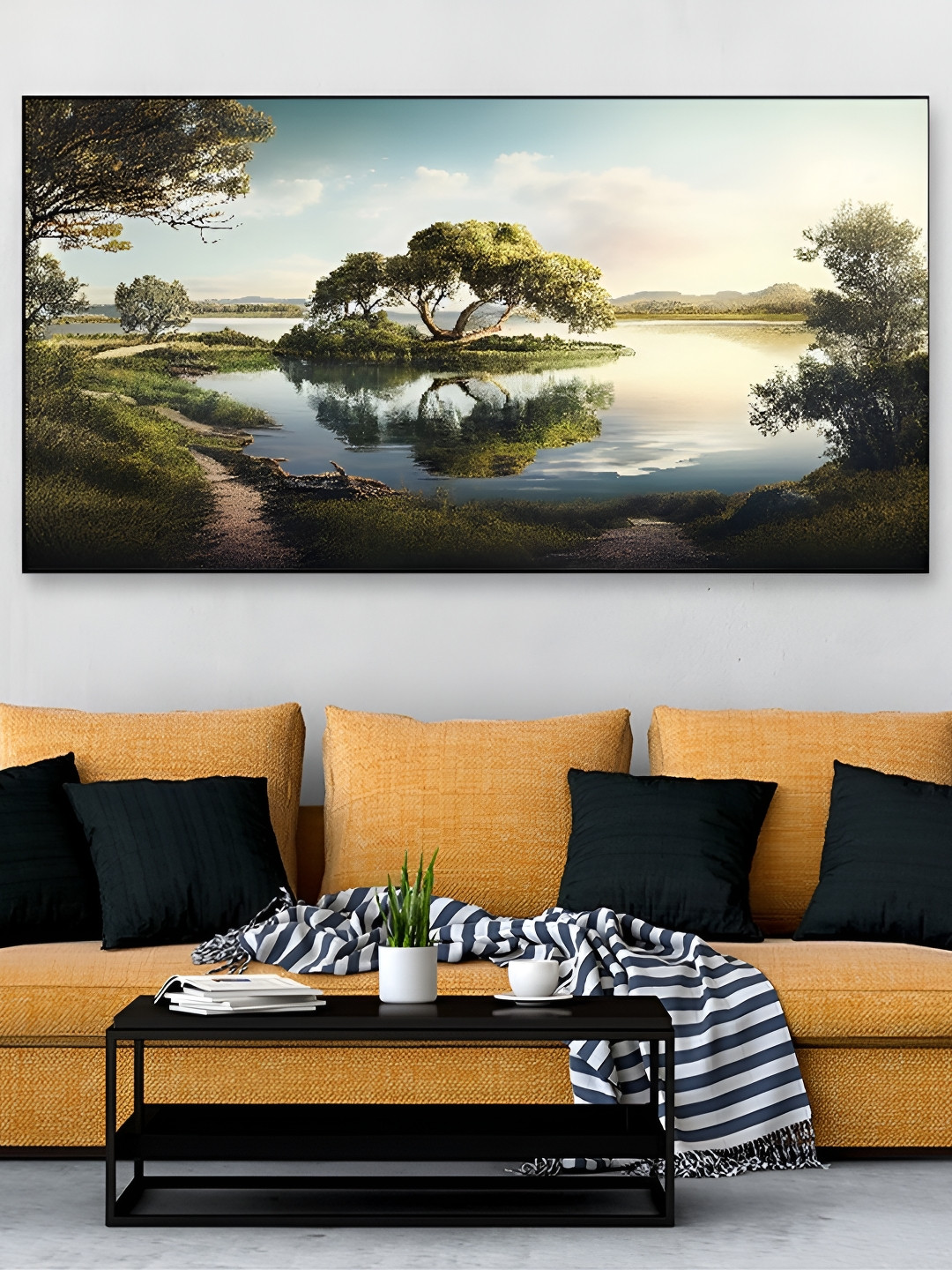 DEKORSTATION Blue & Green Painted Wooden Wall Art