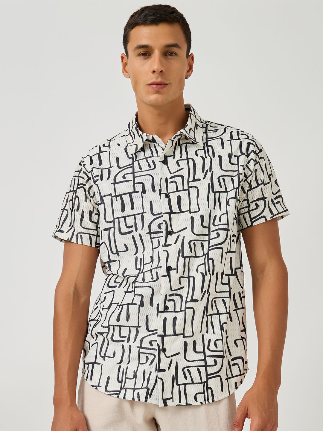 Styli Men All Over Print Regular Fit Collar Party Shirt