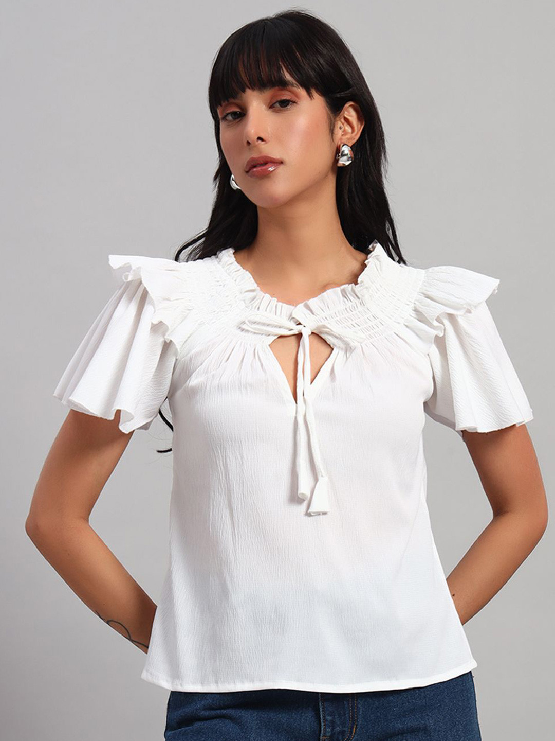 ROSEMELON Women Key Hole Neck Regular Top