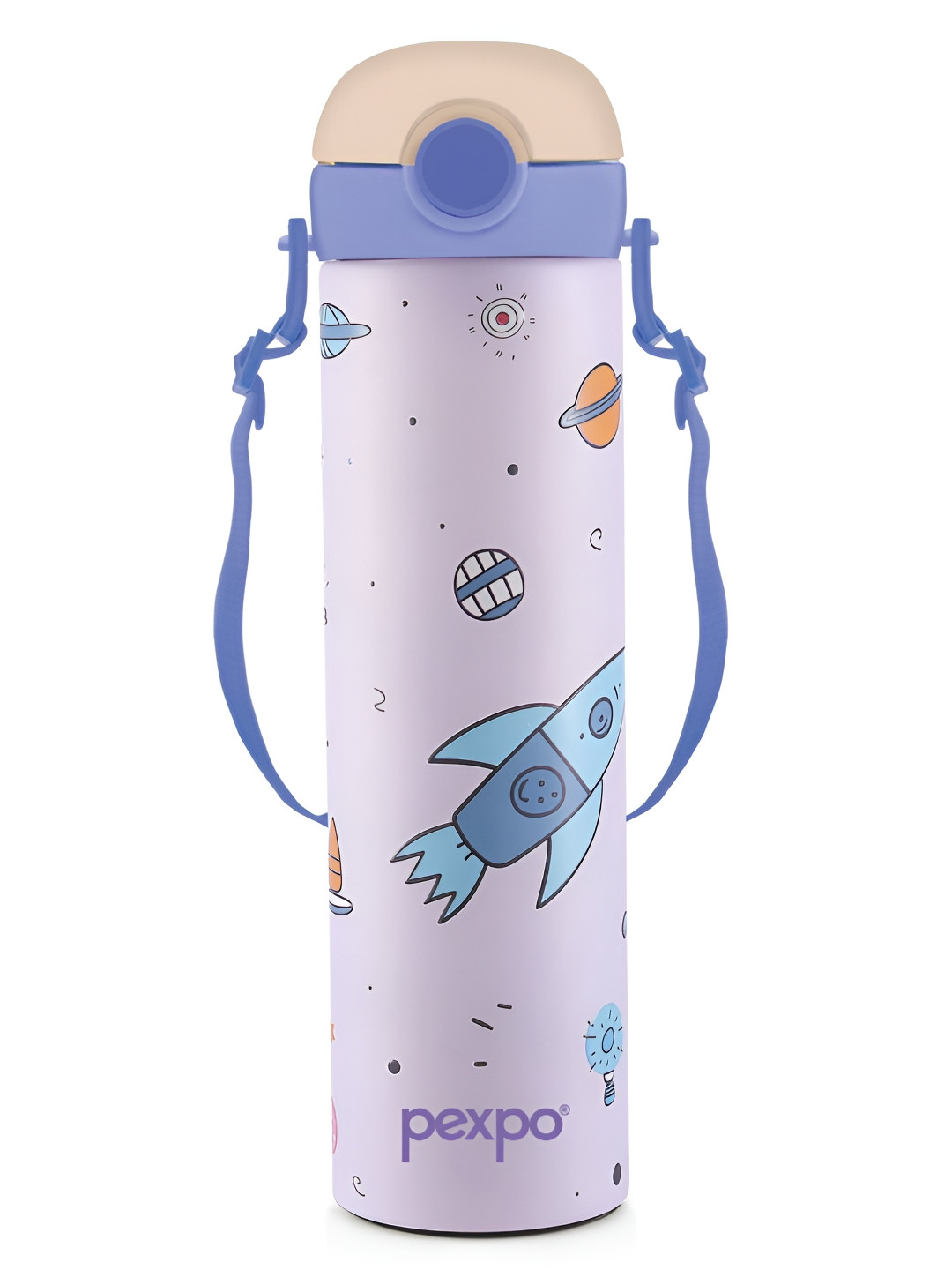 Pexpo Purple Brand Logo Printed Stainless Steel Single Wall Vacuum Water Bottle-700 ml