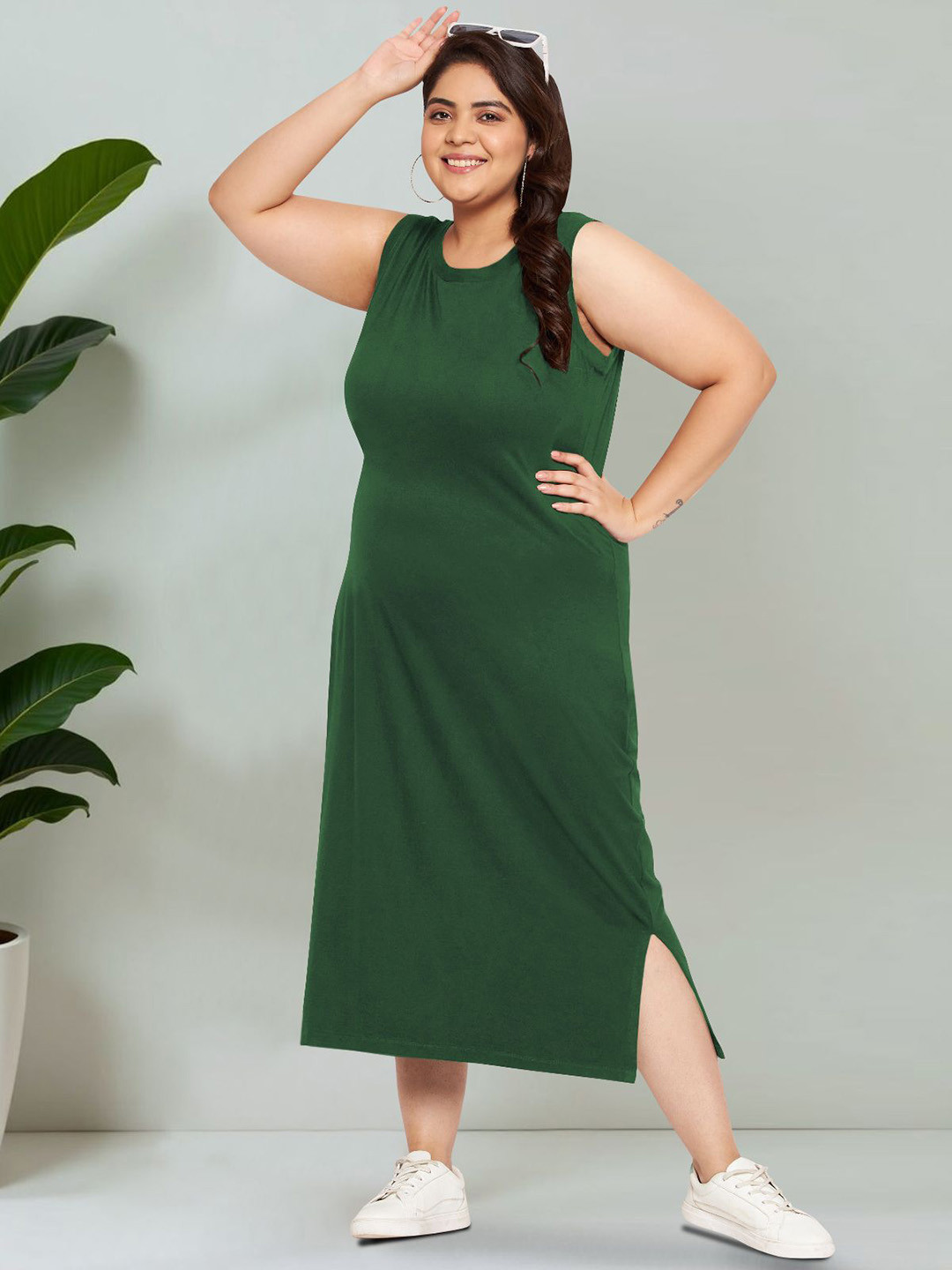 wild U Women Plus Size Slits Details Bodycon Mini Dress