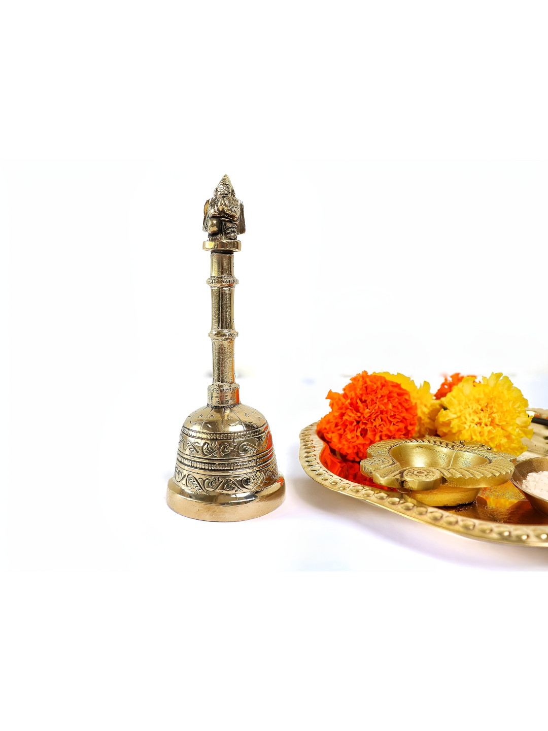 The Spiritual Living Yellow & Black Textured Brass Garud Bell