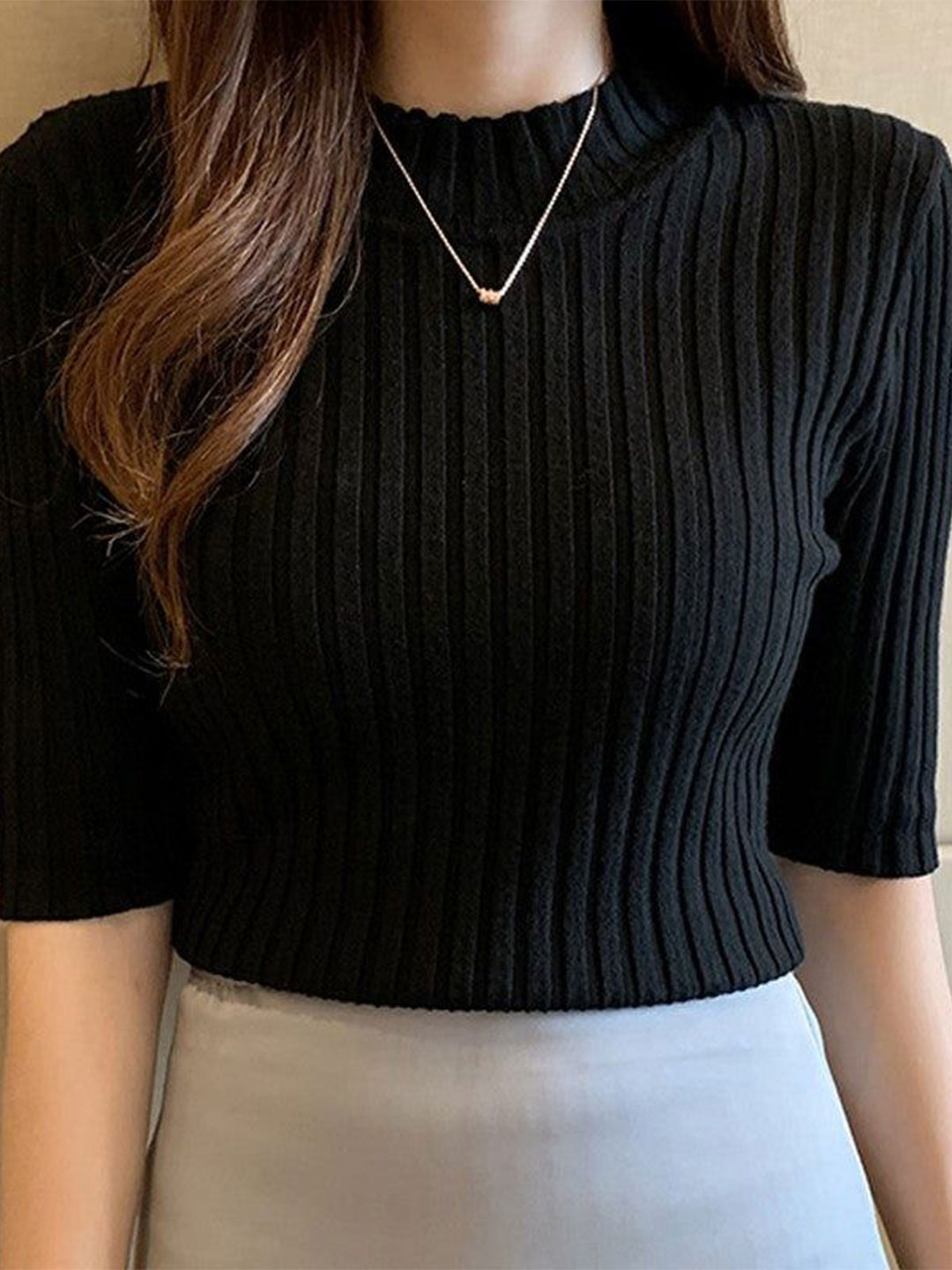 Outzidr High Neck Knit Top