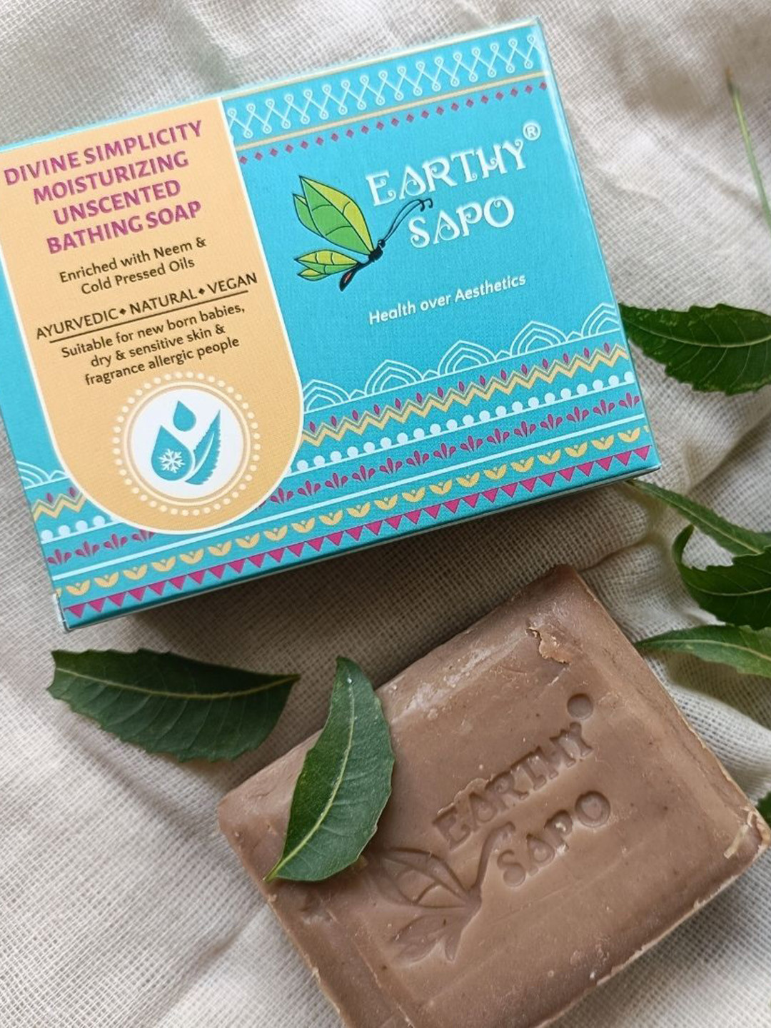 EARTHY SAPO Set Of 2 Divine Simplicity Moisturizing Unscented Bathing Soap - 100 g Each