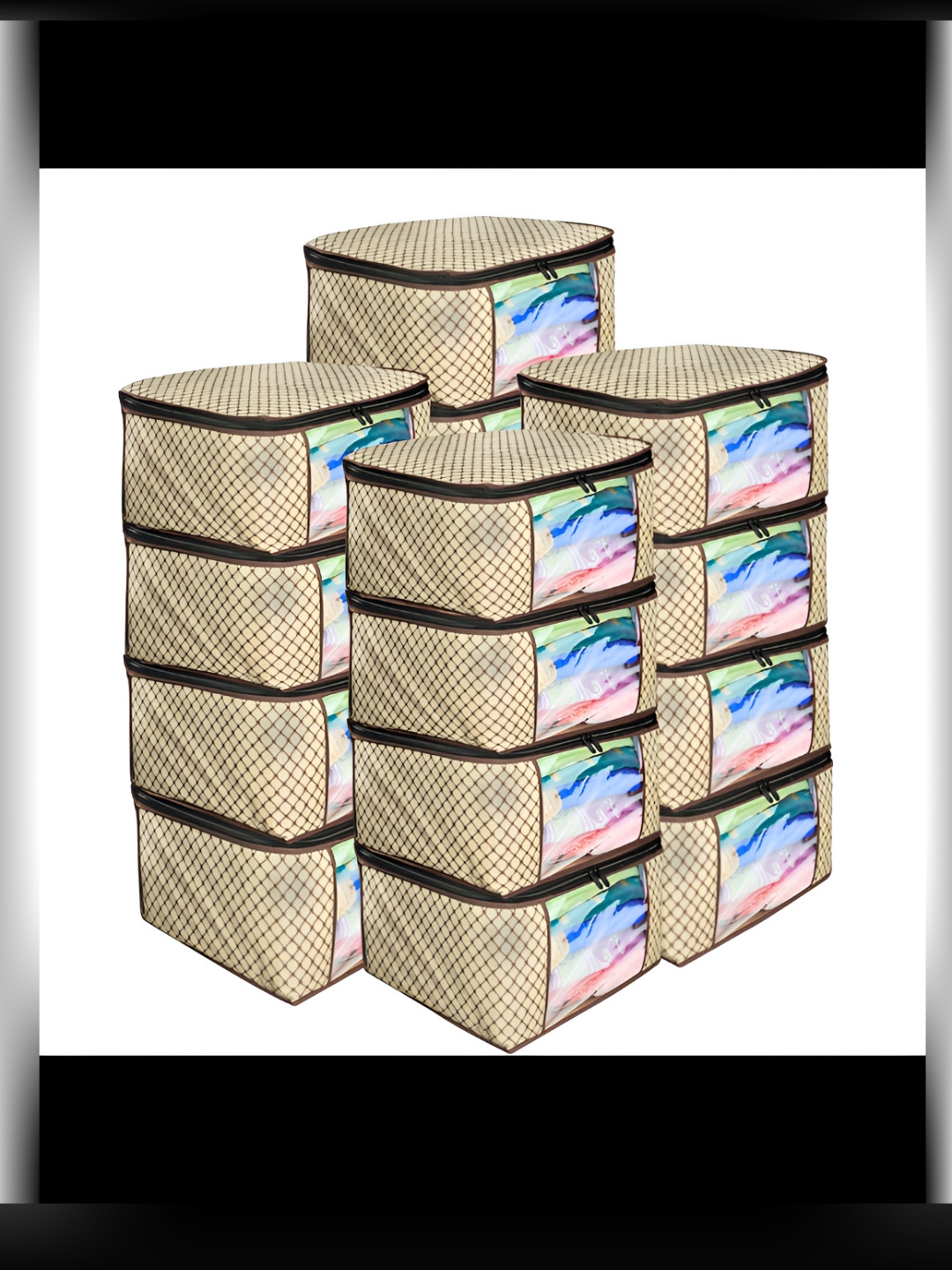 Star Weaves Set of 16 Non-Woven Printed Saree Cover - Yellow