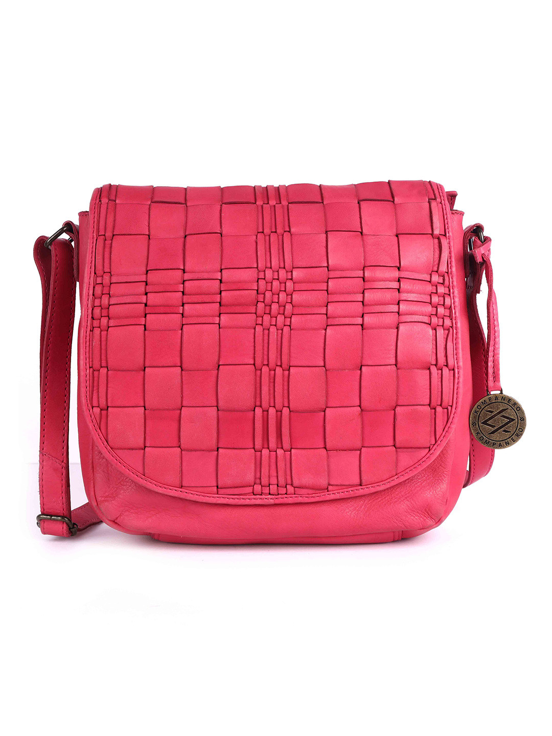 KOMPANERO Checked Leather Shopper Sling Bag with Quilted