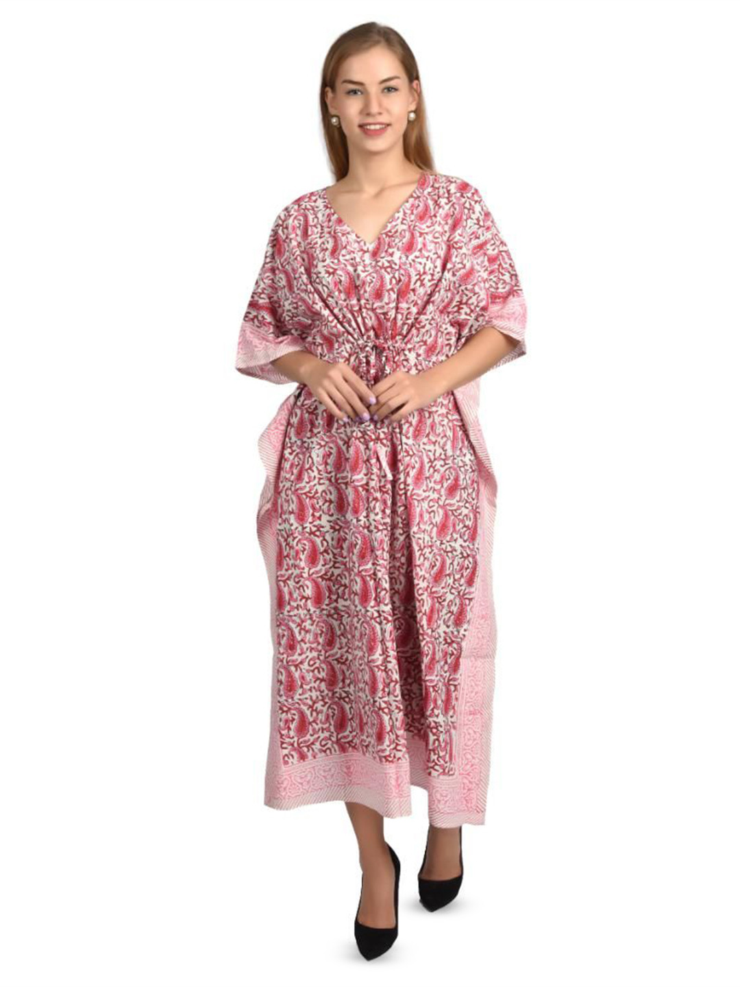 Fabric Venue Print Kaftan Maxi Dress