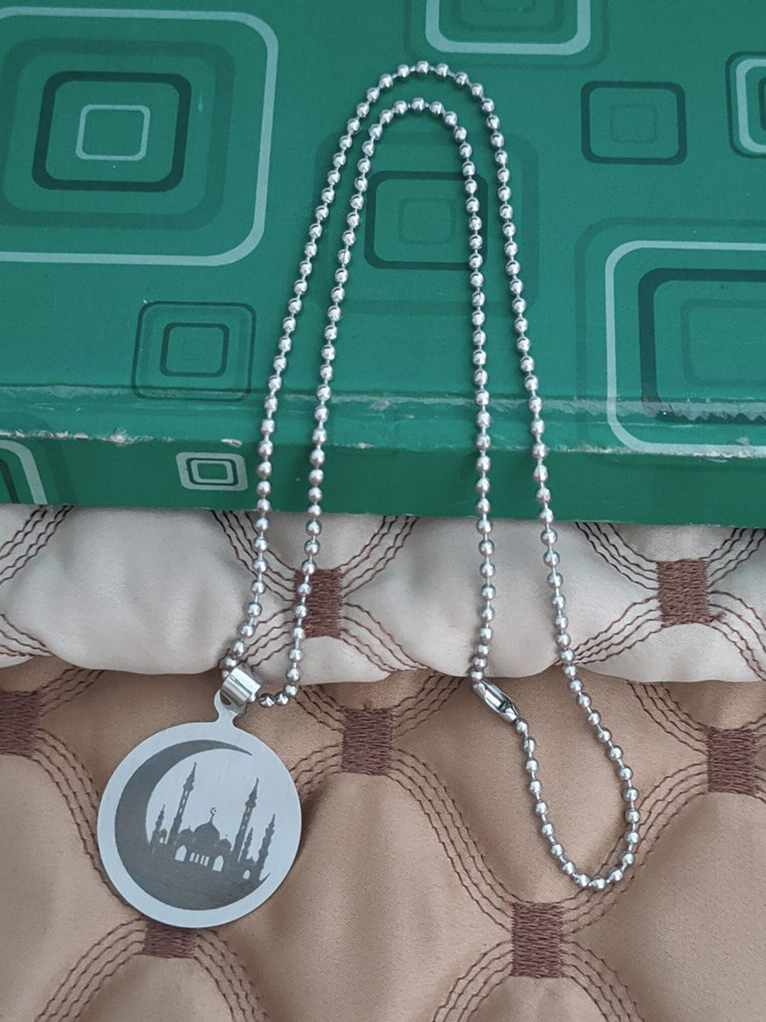 M Men Style Silver-Plated Stainless Steel Circular Islamic Allah Pendant