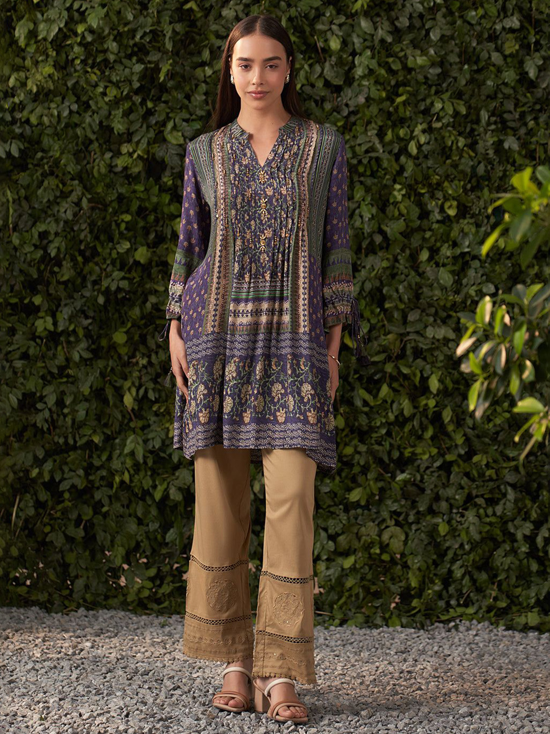 Lakshita Deep Purple Printed Shantoon Kurti for Women