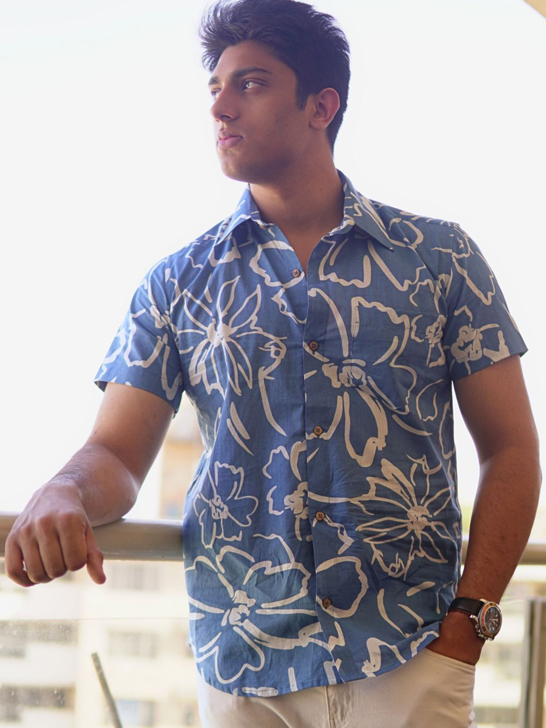 Spring Soul Men Straight Floral Printed Semiformal Shirt