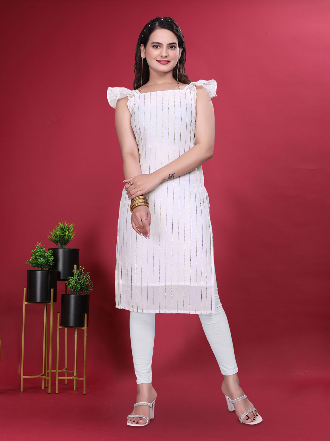 PARROT CREATION Square Neck Straight Kurta