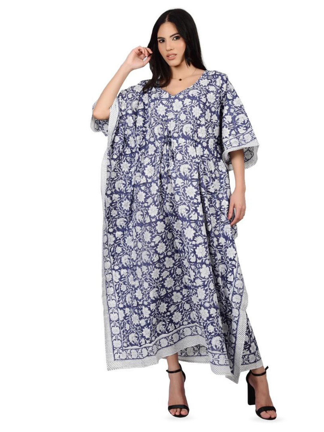 Fabric Venue Floral Printed Flared Sleeve Kaftan Maxi Dress